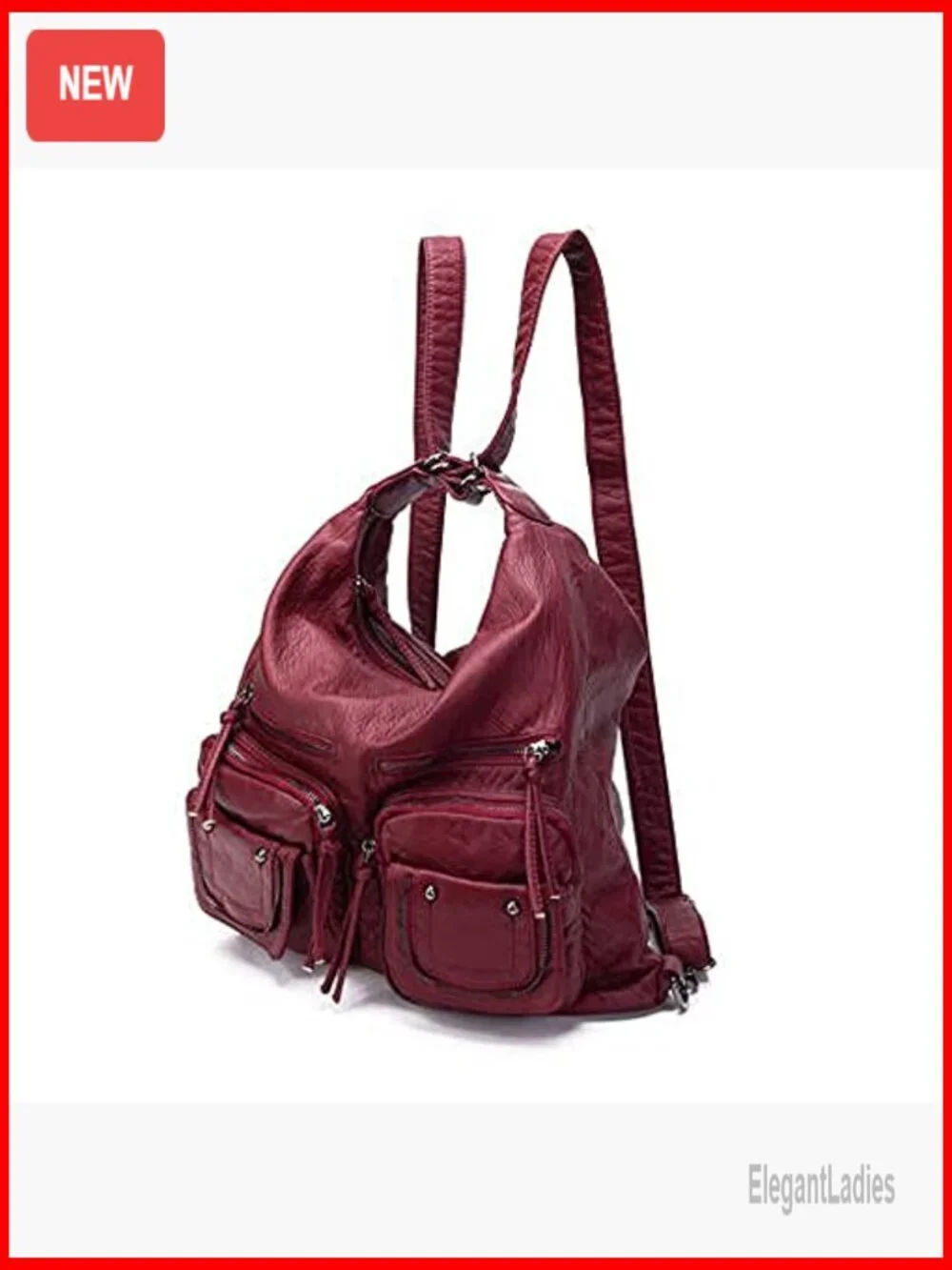Large PU Leather Hobo Bag Convertible Backpack Tote Crossbody